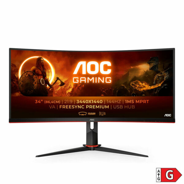 Monitor AOC CU34G2X/BK LFD 34" LED VA AMD FreeSync Flicker free 144 Hz 50-60  Hz 34" - obrazek 3