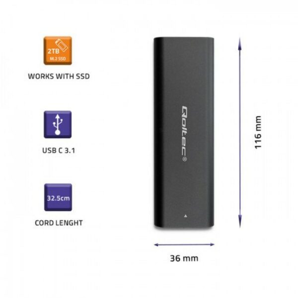 Obudowa zewnętrzna Qoltec 50311 Czarny - obrazek 2