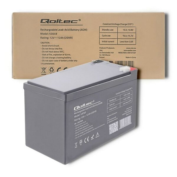 Bateria do Zasilacz awaryjny UPS Qoltec 53049 12 Ah 12 V - obrazek 2
