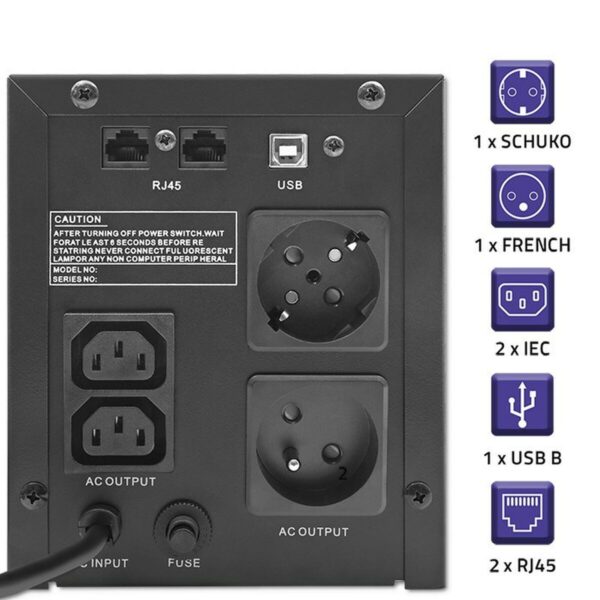 Zasilacz awaryjny UPS Interaktywny Qoltec 53770 900 W - obrazek 3