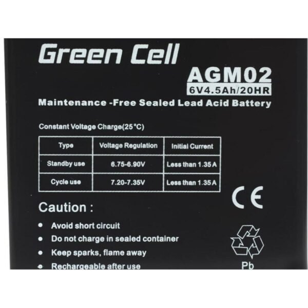 Bateria do Zasilacz awaryjny UPS Green Cell AGM02 4,5 AH 6 V - obrazek 5