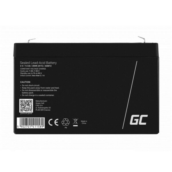 Bateria do Zasilacz awaryjny UPS Green Cell AGM12 7000 mAh 6 V - obrazek 3
