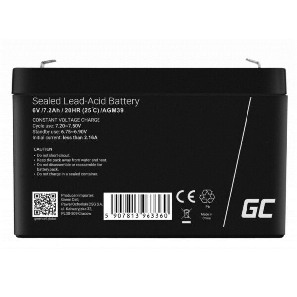 Bateria do Zasilacz awaryjny UPS Green Cell AGM39 7200 mAh 6 V - obrazek 4