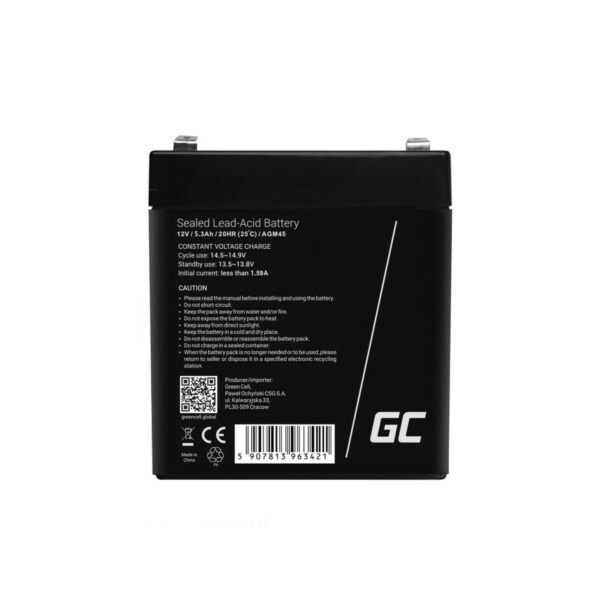 Bateria do Zasilacz awaryjny UPS Green Cell AGM45 5,2 Ah 12 V - obrazek 5