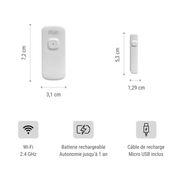 Czujnik otwierania do Drzwi i Okien Konyks Senso Charge 2 Wi-Fi 2,4 GHz - obrazek 5