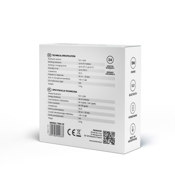 Słuchawki douszne Bluetooth Savio TWS-01 Biały - obrazek 4