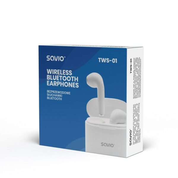 Słuchawki douszne Bluetooth Savio TWS-01 Biały - obrazek 5