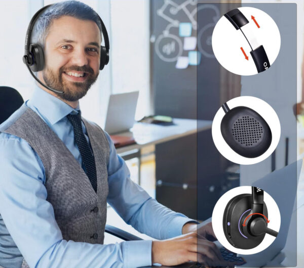 Weatwo Słuchawki Bluetooth z Podwójnym Mikrofonem CVC8.0 do Telefonów i PC - obrazek 3