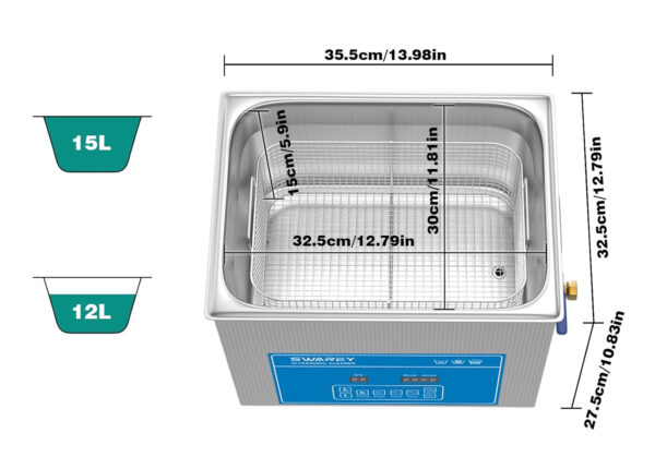 Cyfrowy ultradźwiękowy środek czyszczący SWAREY 15L 360W do czyszczenia narzędzi i części precyzyjnych - obrazek 5