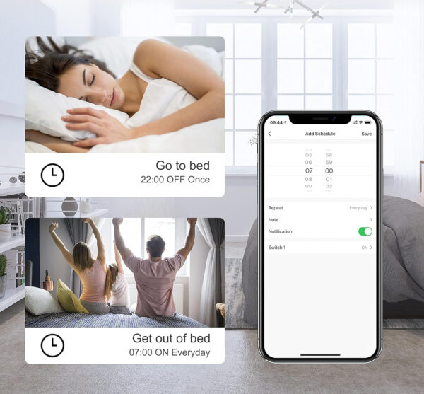 Włącznik Wi-Fi Yueyang W-SEC01 10A/2300W, sterowanie aplikacją, 8 szt. - obrazek 5