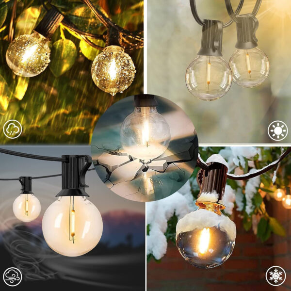 Yuucio LED string lights, G40, 75+2 plastikowe żarówki, 45 metrów, Używany - obrazek 6