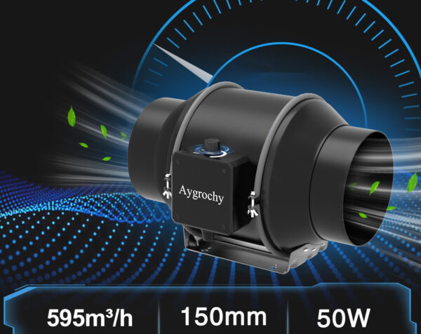 Wentylator rurowy Aygrochy 150 mm 595 m³/h do łazienki i hydroponiki - obrazek 6