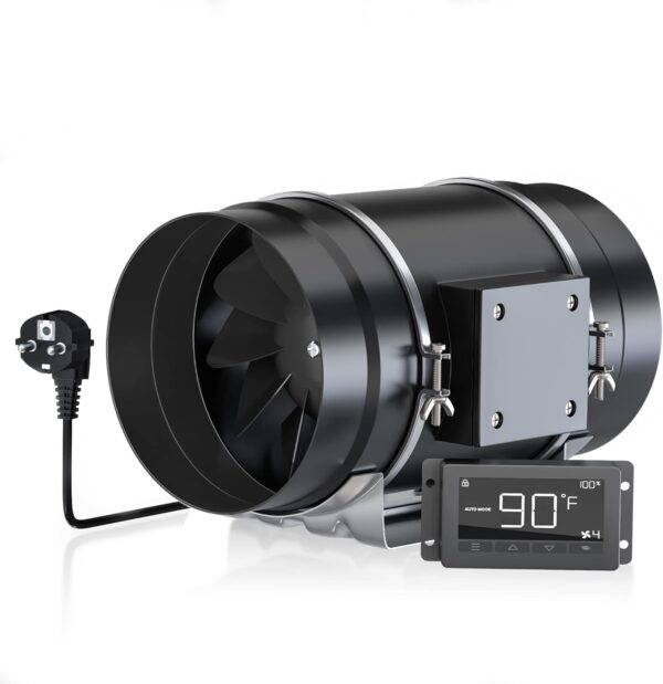 Wentylator kanałowy 200mm 939m³/h Aruobru z kontrolą temp. i wilgotności B