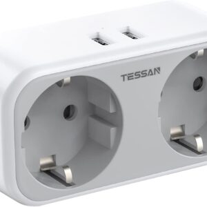 Adapter TESSAN TS-321-UK Wtyczka, 4 w 1 Wtyczka UK, z 2 gniazdami i 2 USB