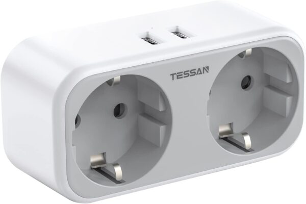Adapter TESSAN TS-321-UK Wtyczka, 4 w 1 Wtyczka UK, z 2 gniazdami i 2 USB
