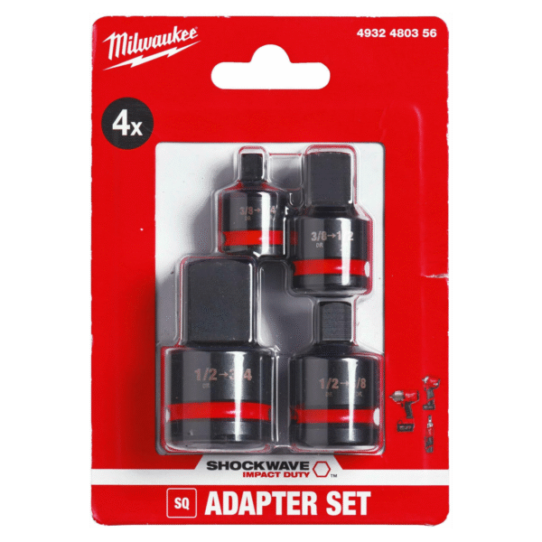 Zestaw adapterów udarowych do nasadek - 4 szt 1/4'' 3/8'' 1/2'' MILWAUKEE - obrazek 3