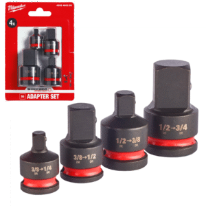 Zestaw adapterów udarowych do nasadek - 4 szt 1/4'' 3/8'' 1/2'' MILWAUKEE
