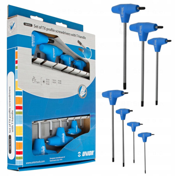 Zestaw wkrętaków Torx TX10-TX45 7szt. o profilu TX z uchwytem T w kartonie Unior  193TXCS UNIOR