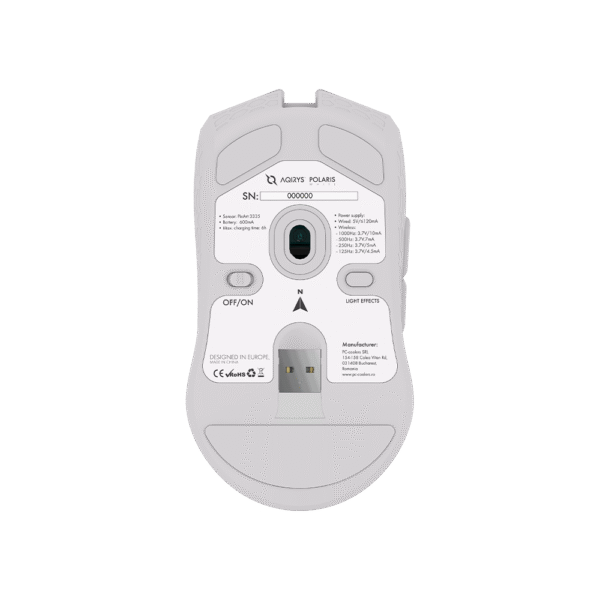 AQIRYS Myszka Dual Mode: Wirelles+Wired POLARIS white - obrazek 7