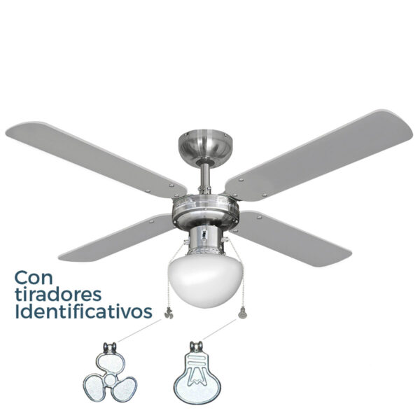 Wentylator sufitowy z oświetleniem EDM 33801 Caribe Srebrzysty 50 W - obrazek 3
