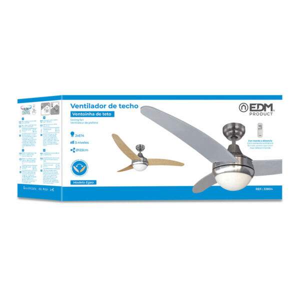 Wentylator sufitowy z oświetleniem EDM 33804 Egeo Srebrzysty 60 W - obrazek 4