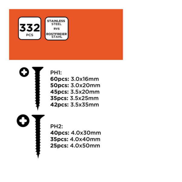 Zestaw śrub Black & Decker Phillips Drewno 332 Części - obrazek 5