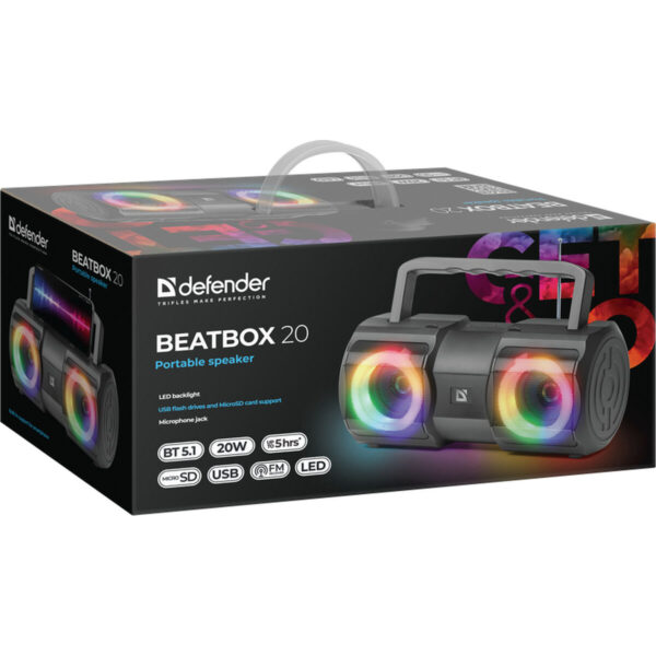 Głośnik Bluetooth Przenośny Defender BEATBOX 20 Czarny - obrazek 6