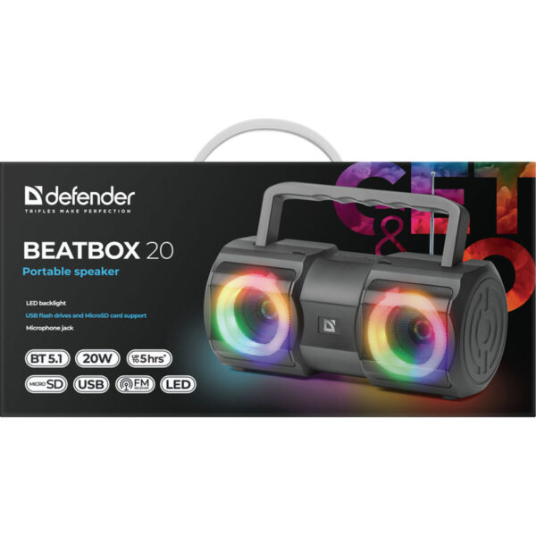 Głośnik Bluetooth Przenośny Defender BEATBOX 20 Czarny - obrazek 2