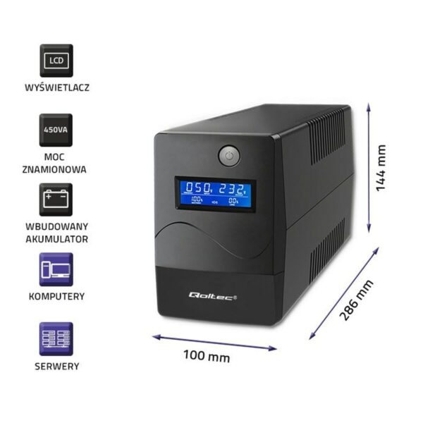 Zasilacz awaryjny UPS Interaktywny Qoltec 53977 240 W - obrazek 4