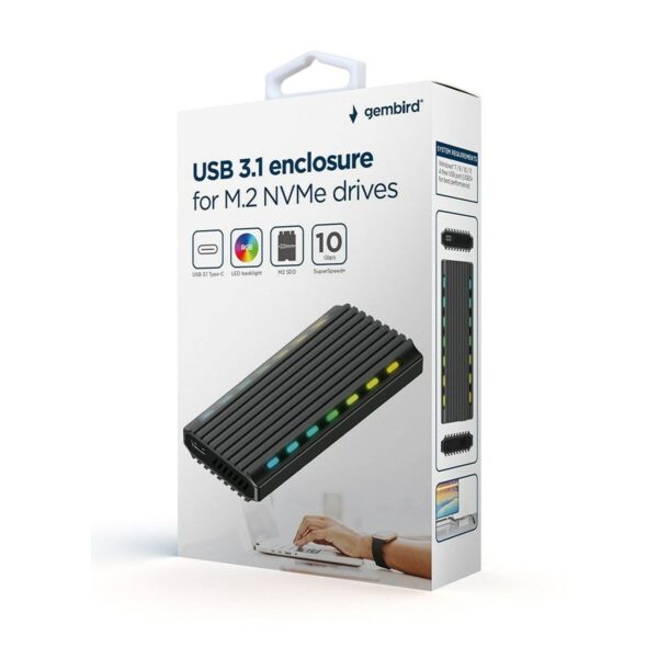 Obudowa zewnętrzna GEMBIRD EE2280-U3C-03 Czarny USB USB-C - obrazek 2