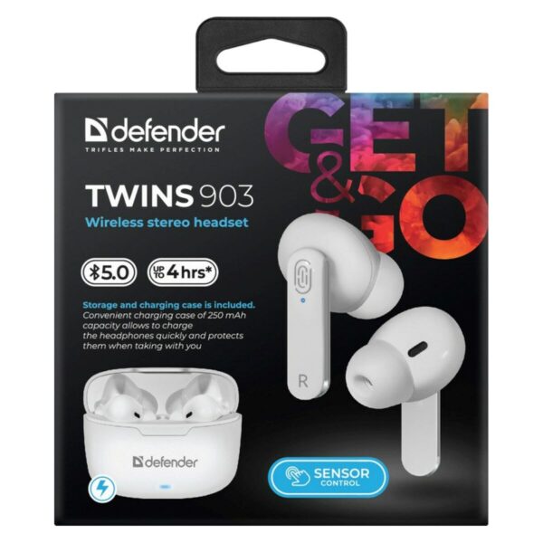 Słuchawki douszne Bluetooth Defender TWINS 903 Biały Wielokolorowy - obrazek 7