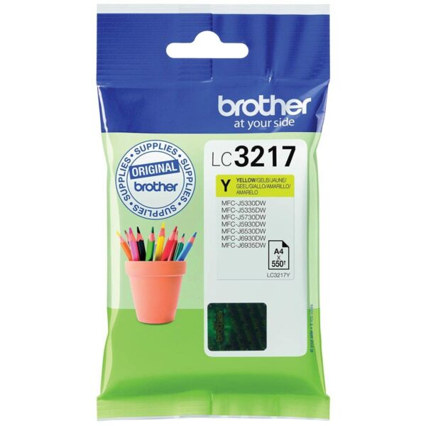 Oryginalny Wkład Atramentowy Brother LC3217 Żółty (5 Sztuk) - obrazek 2