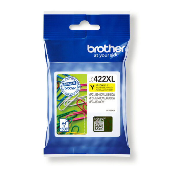 Oryginalny Wkład Atramentowy Brother LC-422XLY Żółty - obrazek 2