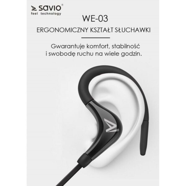 Słuchawki Bluetooth Sportowe Savio WE-03 Czarny - obrazek 5