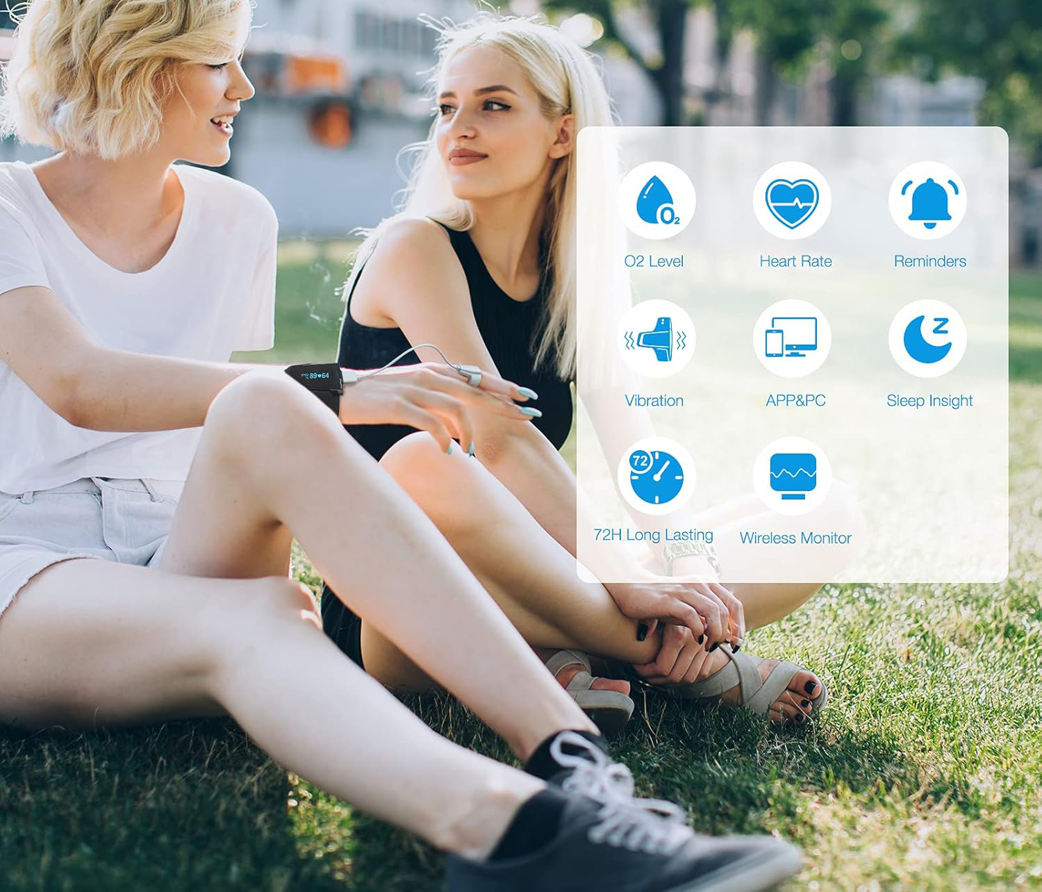 POWYSTAWOWY Pulsoksymetr ViATOM z Bluetooth miernik nasycenia tlenem palca - obrazek 6