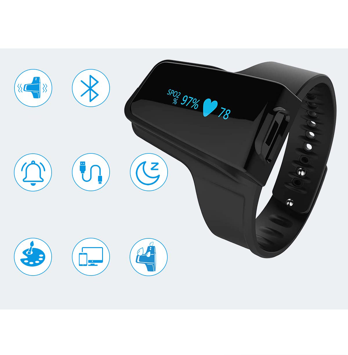 POWYSTAWOWY Pulsoksymetr ViATOM z Bluetooth miernik nasycenia tlenem palca - obrazek 4