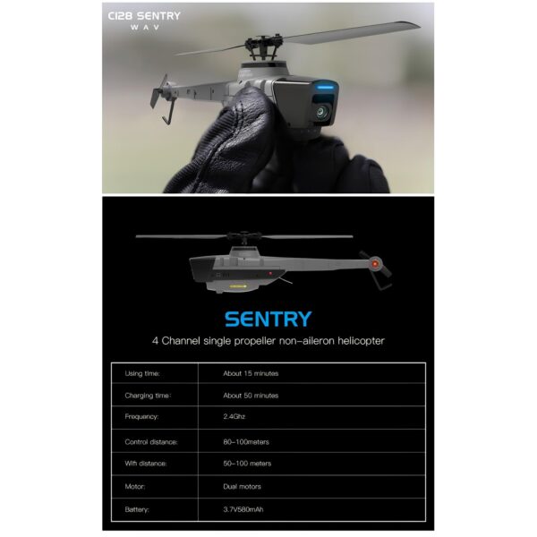 Dron helikopterowy C128 4CH śmigłowiec 1080P HD, 2,4 GHz, 1 bateria 3,7 V 580 mAh - obrazek 4