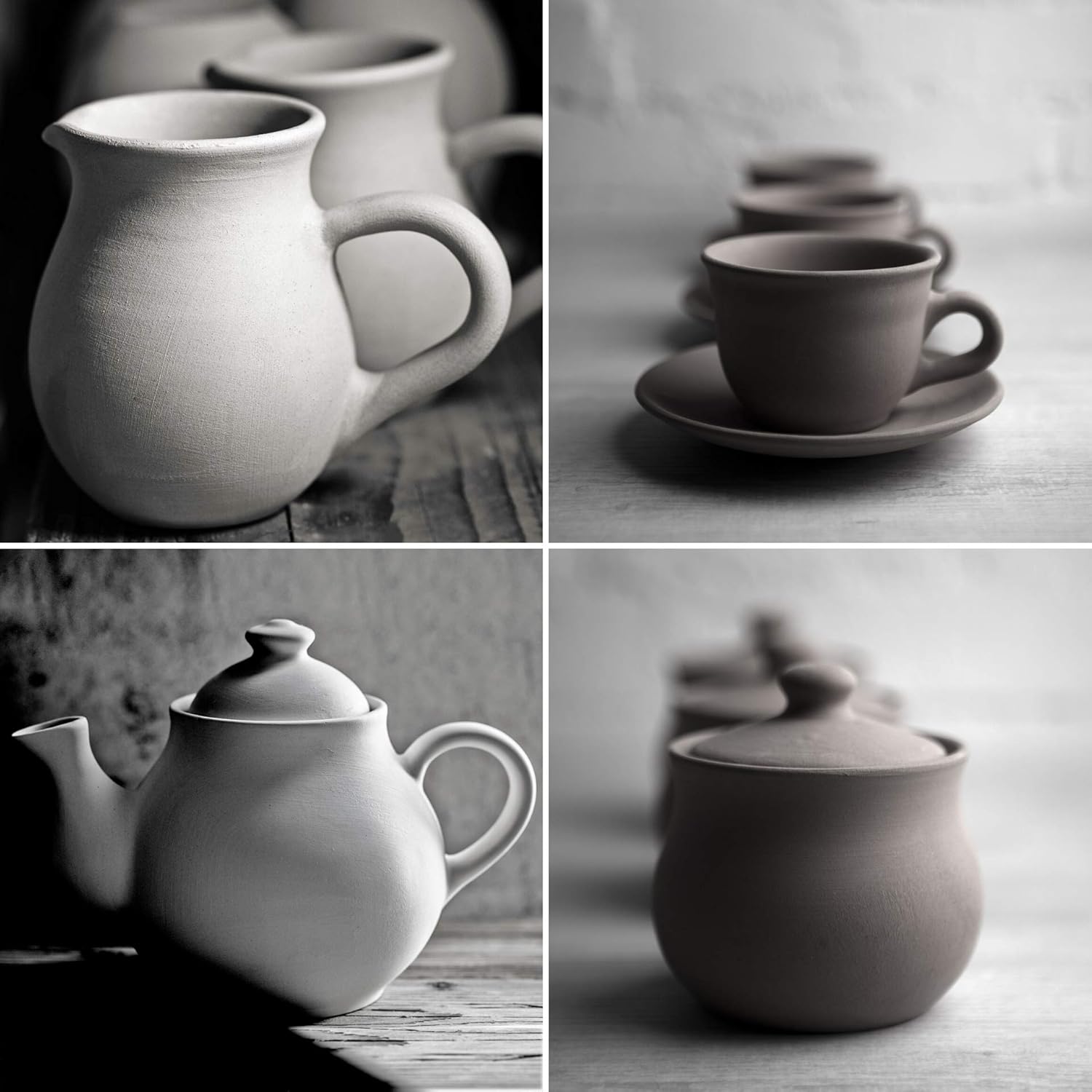 Ręcznie robiony fioletowo-biały zestaw ceramiczny NIE KOMPLET - obrazek 7