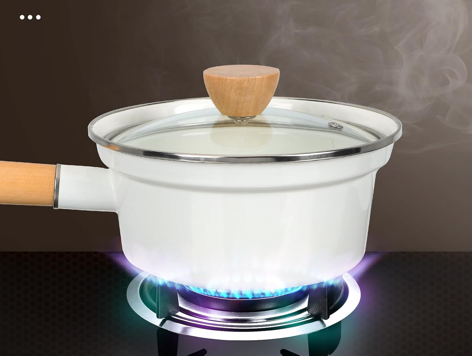 Rondel emaliowany Vaguelly 16 cm z miarką powłoką nieprzywierającą i drewnianym uchwytem - obrazek 8