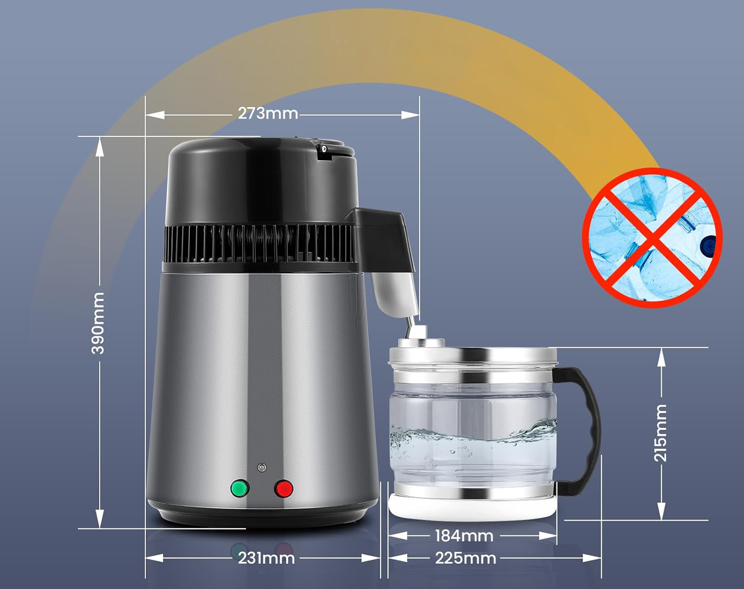 UŻYWANA Destylator wody Hanchen, stal nierdzewna 304, 750 W, 4 l, ciemnoszara - obrazek 2