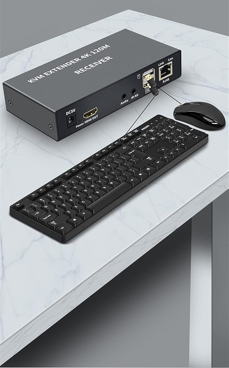 Przedłużacz KVM XYKJOBC EXTENDER 4K 120M zestaw HDMI USB do zdalnego sterowania komputerem - obrazek 7