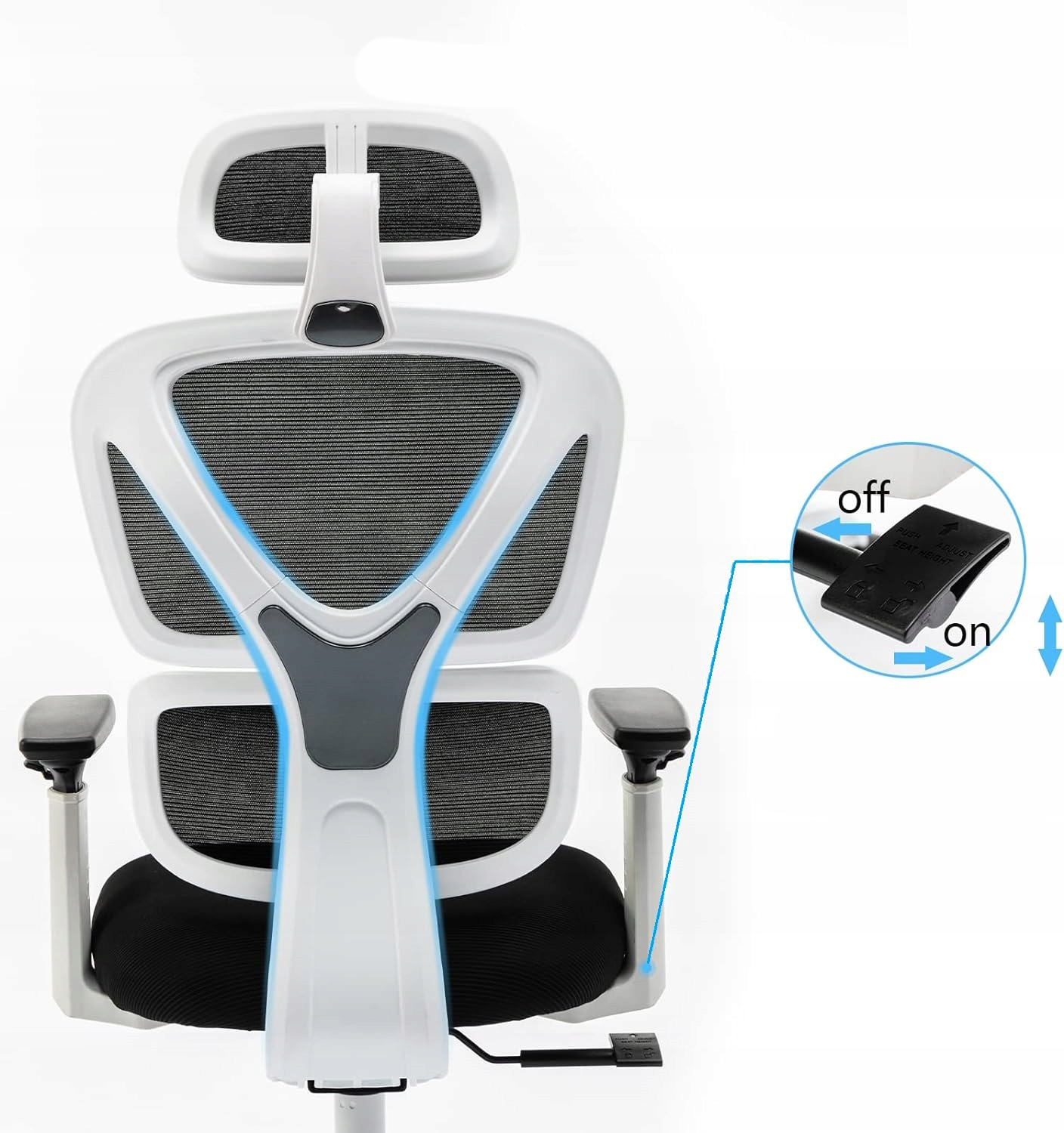 UŻYWANY Ergonomiczne krzesło biurowe KERDOM obrotowe białe KD-9070-F - obrazek 5