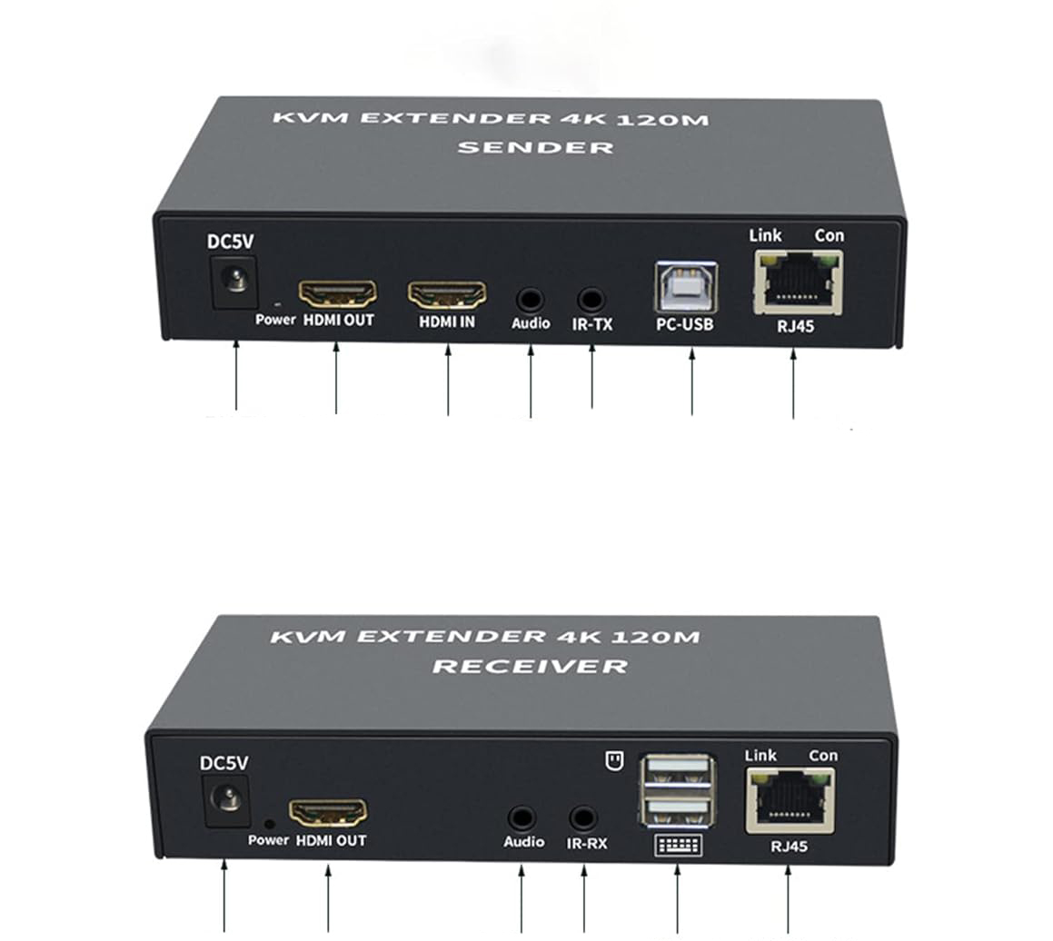 Przedłużacz KVM XYKJOBC EXTENDER 4K 120M zestaw HDMI USB do zdalnego sterowania komputerem - obrazek 5