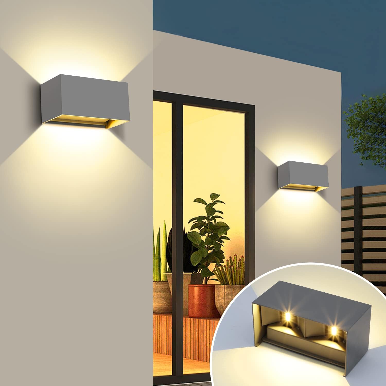 Lampy LED Kingwen, 20 W, 3000 K, IP65, szare, zestaw 2 szt. - obrazek 6