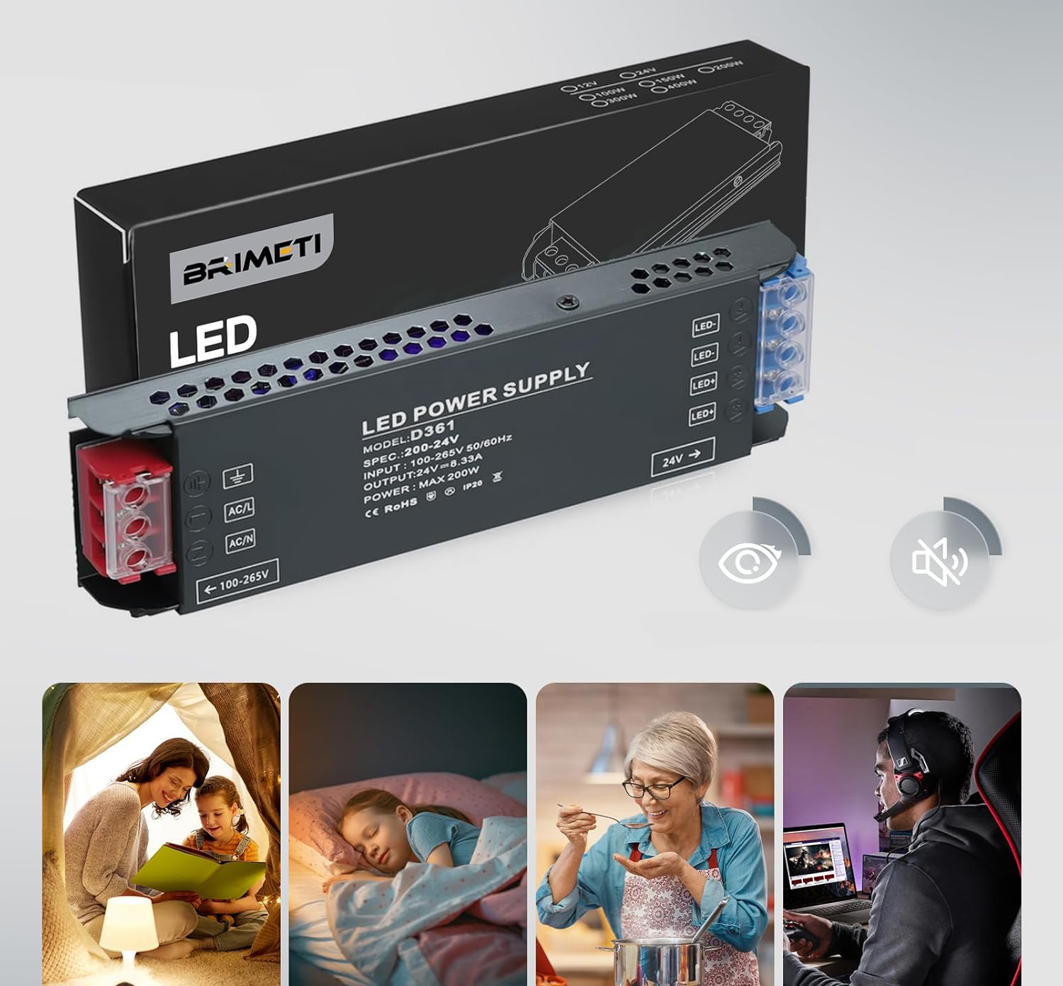 Transformator mocy 24 V, 230 V, 100 W zasilacz BRIMETI D361 do urządzeń elektronicznych - obrazek 5