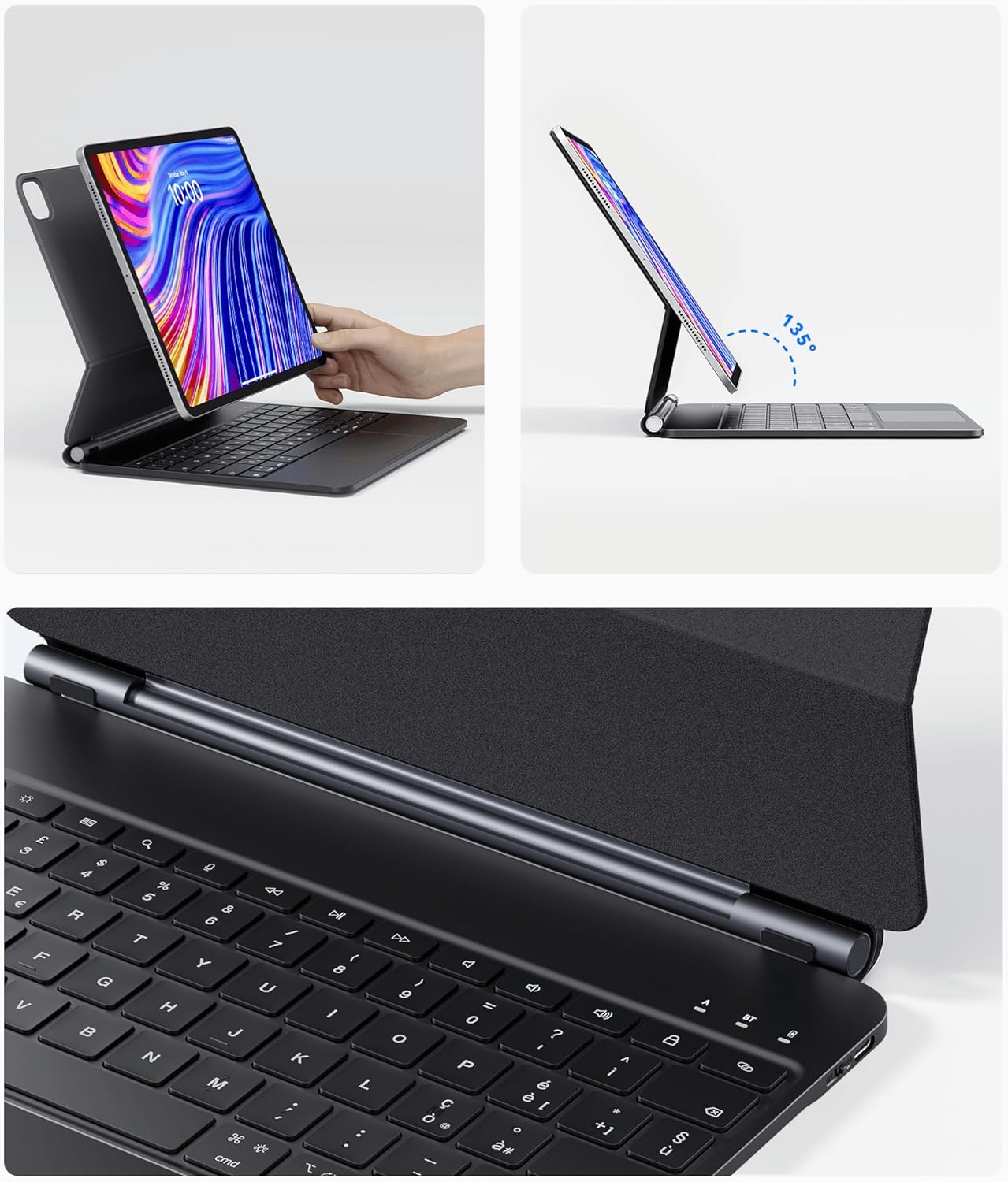 Klawiatura Earto iPad Air 12.9 IT (M2, 2024), 800 mAh, Type-C, podświetlana, czarna - obrazek 6