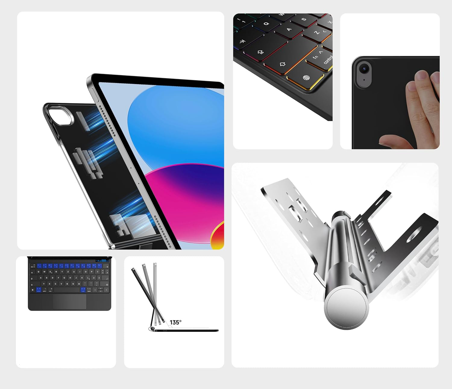 POWYSTAWOWY Etui z klawiaturą nimin dla iPada 10.9" 10., magnetyczne AZERTY - obrazek 4
