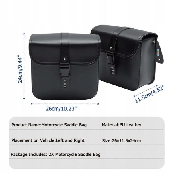 Torba motocyklowa 24х26х11 cm Czarna duża 2 szt wodoodporna sakwa boczna na motor lub skuter - obrazek 6