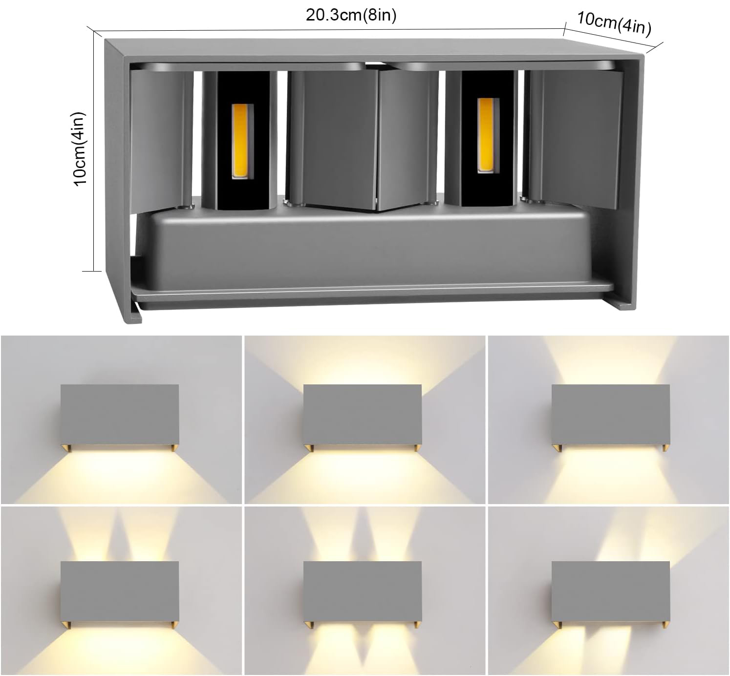 Lampy LED Kingwen, 20 W, 3000 K, IP65, szare, zestaw 2 szt. - obrazek 2