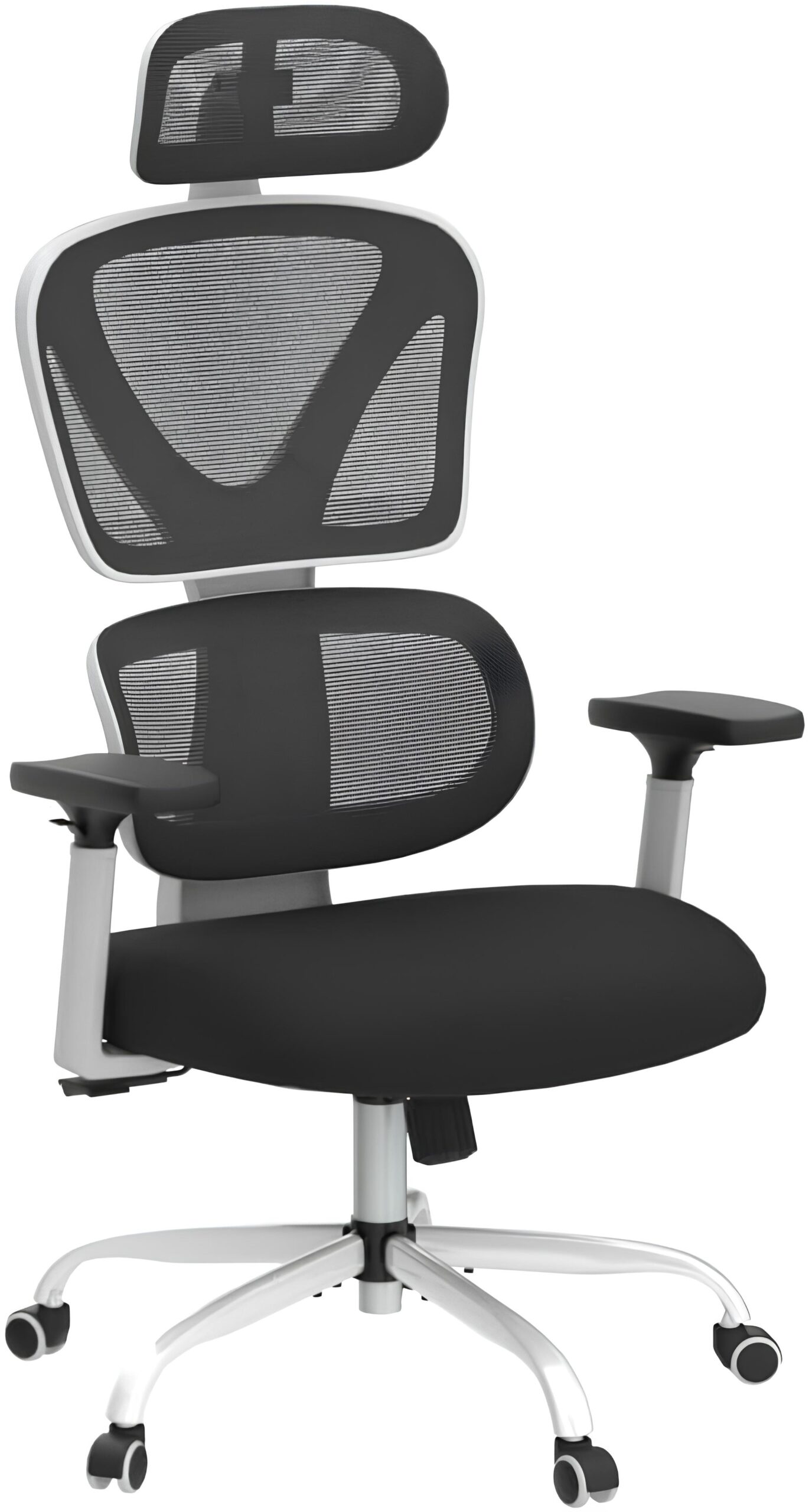 USZKODZONY NIE ZESTAW Krzesło biurowe KERDOM KD9070 białe ergonomiczne krzesło z siatki i zagłówkiem - obrazek 2